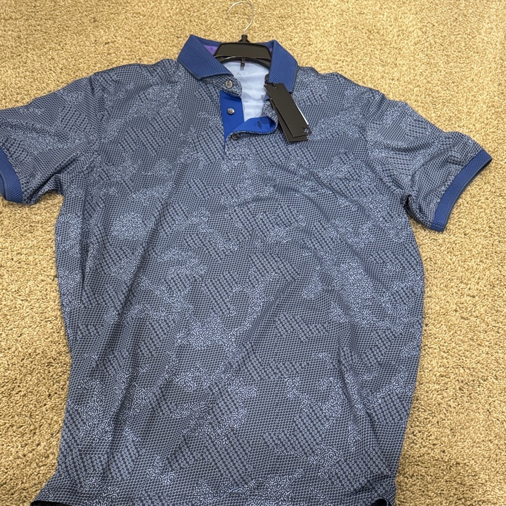 Men's Blue Patterned Polo Shirt